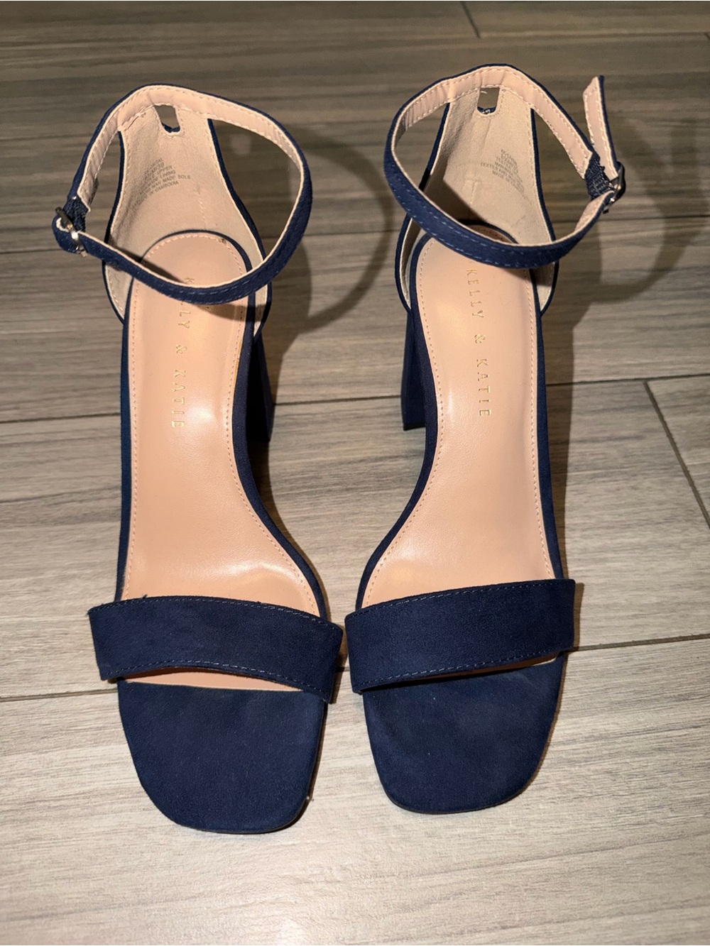 Kelly & Katie Blue Suede Strappy Ankle Strap Open Toe Heels Women's 8.5 M